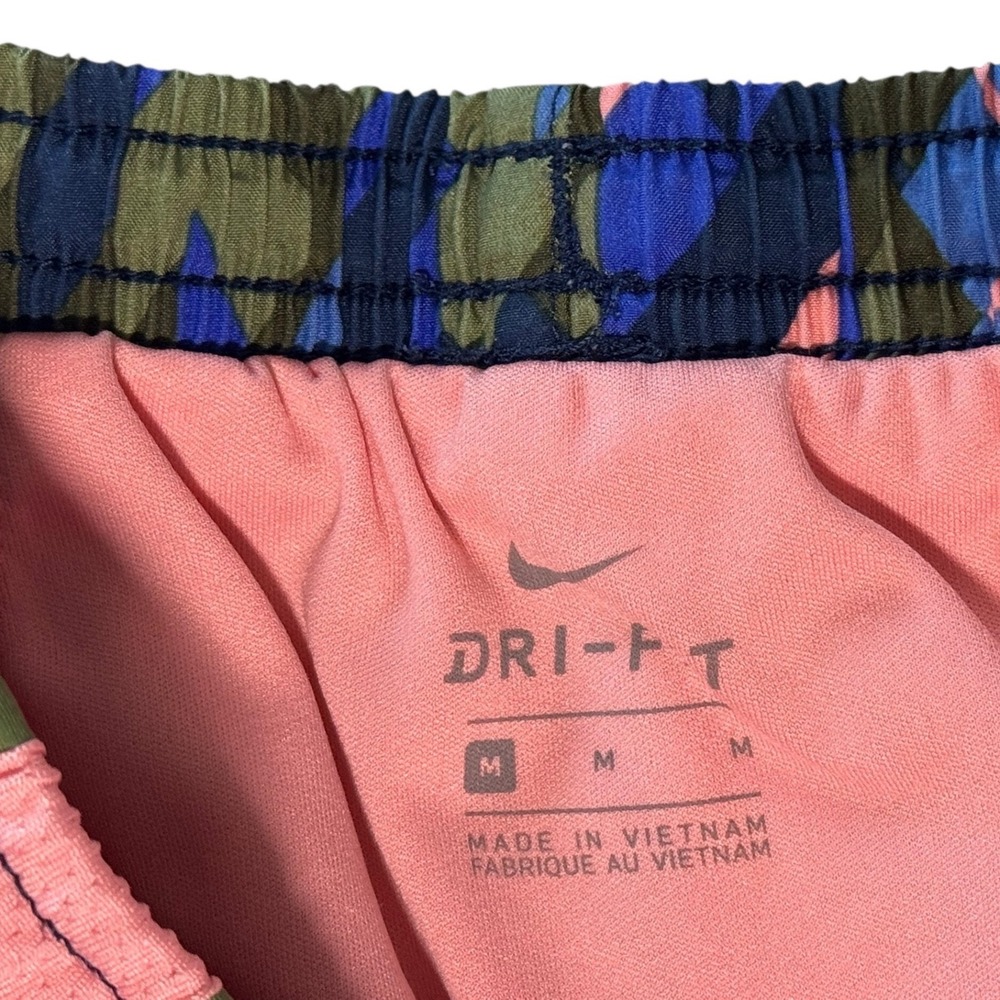 Nike‎ Dri-Fit Girls Size M Athletic Shorts Geometric Pink Green Blue Drawstring - Picture 4 of 10